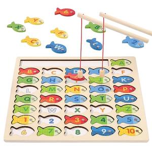 Montessori Wooden Magnetic Fishing Game for Kids