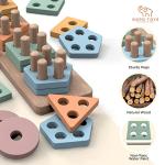 Wooden Shape Sorter & Stacking Puzzle for Toddlers