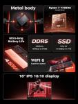 MALLRACE 2025 New Gaming Laptop,16 Inch FHD Display Laptop with AMD Ryzen 7 7735HS Processor up to 4.75GHz,16GB Ram DDR5 4800MHz 512GB SSD Notebook with Backlit Keyboard