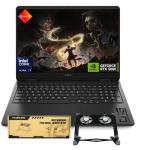 HP OMEN 16 Slim RTX 5060 Gaming Laptop, 16" FHD+ 144Hz, Intel Ultra 7 255H (Beats Intel i7-14700), 32GB DDR5 RAM, 1TB SSD, RGB Backlit KB, Bundle with PCO Notebook Cooler, Black, Windows 11 Home