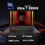 msi Vector 16 HX AI Gaming Laptop 16" QHD+ IPS 240Hz Intel 20-core Ultra 7 255HX (>i9-14900HX) 32GB DDR5 1TB SSD GeForce RTX 5070 Ti RGB Backlit Thunderbolt5 Win11 ICP Hub w/Copilot AI PC