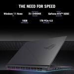 ASUS ROG Strix G16 (2025) Gaming Laptop, 16” FHD+ 16:10 165Hz/3ms, NVIDIA® GeForce RTX™ 5050, Intel® Core™ i5-13450HX, 16GB DDR5-5600, 1TB PCIe Gen 4 SSD, Wi-Fi 7, Windows 11 Home, G615JH-DS54