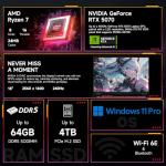 ASUS TUF A18 5070 Pro Gaming Laptop, 18" WQXGA 240Hz Display, AMD Ryzen 7 260 (Beats Intel i7-14700), NVIDIA RTX 5070, 64GB RAM, 2TB SSD, RGB Backlit KB, Bundle with PCO Laptop Cooler