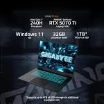 GIGABYTE - Gaming A16 PRO Gaming Laptop - 165Hz 2560x1600 WQXGA - NVIDIA GeForce RTX 5070 Ti - Intel Core Ultra 7 240H - 1TB SSD with 32GB LPDDR5X RAM - Windows 11 Home (Gaming A16 PRO DXHG4USCC4SH)