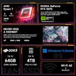 ASUS TUF A18 5070 Gaming Laptop, 18" WQXGA 240Hz Display, AMD Ryzen 7 260 (Beats Intel i7-14700), NVIDIA RTX 5070, 64GB RAM, 2TB SSD, RGB Backlit KB, Bundle with PCO Laptop Cooler