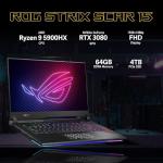 ASUS ROG Strix SCAR 15 15.6" FHD IPS 300Hz Gaming Laptop, AMD Ryzen 9 5900HX, NVIDIA GeForce RTX 3080, 64GB RAM, 4TB PCIe SSD, RGB Backlit Keyboard, WiFi 6, Win 11 Pro, Gray, 128GB Docking Station Set
