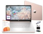 HP 14 Laptop Computer 2025 Ultra Light, AI Copilot Student Business, Quad-Core Intel, 16GB RAM, 628GB Storage (128GB UFS+ 500GB Ext), 1 Yr Office 365, 12 Hr Battery MarxsolAccessory Win 11S, Rose Gold