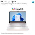 HP 14 Laptop Computer 2025 Ultra Light, AI Copilot Student Business, Quad-Core Intel, 16GB RAM, 628GB Storage (128GB UFS+ 500GB Ext), 1 Yr Office 365, 12 Hr Battery MarxsolAccessory Win 11S, Rose Gold