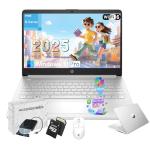 HP 2025 14" Everyday Laptop for Student & Business - 16GB RAM, 128GB UFS & 256GB SD Card • Intel Quad-Core N150 Processor • Ai Copilot • Win11 Pro • 1 Year Office 365 • w/Accessories (Silver)