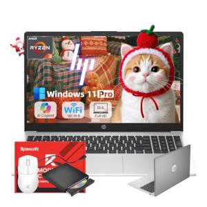 HP 15.6" Laptop 2025 Student Business Slim Computer - Copilot AI, AMD Ryzen 3 7330U(up to 4.3GHz), 16GB RAM, 512GB SSD, Wi-Fi 6, HDMI, USB-C, w/Redragon Accessory, Windows 11 Pro, for Home or Work