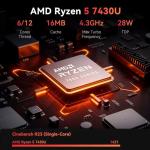 HP 17.3" Business Laptop, 17.3" Anti-Glare HD+ Touchscreen, AMD Ryzen 5 7430U, 32GB RAM, 1TB PCIe SSD, Backlit Keyboard, Fingerprint Reader, HD Camera, HDMI, Wi-Fi 6, Windows 11 Home, Blue