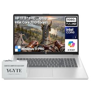 HP 17 Inch Laptop Computer, 17.3" FHD IPS Business Laptop PC, Intel Core 7 (10-Cores, Beats i7-1355U), Windows 11 Pro 64GB RAM 2TB SSD, 10-Key Number Pad, for Business & Home