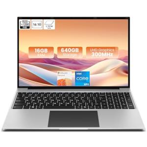 jumper 16 Inch Laptop, 4-Core N95 Processor, Up to 3.4Ghz, 16GB RAM, 640GB Storage,1200p FHD IPS Display, Windows 11 Computer, Office 365 1-Year Subscription, WiFi-6, 38Wh Battery.