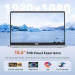 AOC Laptop Computer 15.6" Full HD IPS Display Laptop with N95 Processor(Up to 3.4GHz) Work Laptops 16GB RAM 512GB SSD Laptop Business Computer Light&Thin, Metal Shell, Webcam, Type-C, USB3.2
