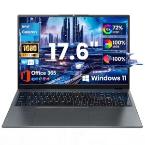 jumper 17.6 Inch Laptop with Office 365, 100% sRGB FHD Display, 16GB RAM 1TB SSD+128GB Storage, N5095 CPU, Windows 11, Backlit Keyboard, 7000mAh, WiFi-6, Laptops Computer for Students and Business