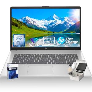 HP 17.3 FHD Laptop Computer for Student & Business, Intel 8-Core Processor, 16GB RAM, 512GB SSD, WiFi 6, Bluetooth 5.3, HDMI, Type-C, Windows 11 Pro, Accessoires, Silver