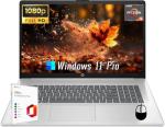 HP 17 inch Laptop, Microsoft Office Lifetime License & Windows 11 Pro, 17.3" FHD Display, AMD Ryzen 5 7430U, 32 GB RAM, 1 TB SSD, AMD Radeon Graphics, Anti-Glare,Wi-Fi 6, w/Accessories
