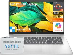 HP 17 Inch Laptop Computer, 17.3 IPS FHD Business Laptop PC, AMD Ryzen 5 6-Core, 64GB RAM 2TB SSD, Windows 11 Pro, 10-Key Number Pad
