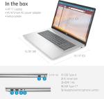 HP 17 inch Laptop, Microsoft Office Lifetime License & Windows 11 Pro, 17.3" FHD Display, AMD Ryzen 5 7430U, 32 GB RAM, 1 TB SSD, AMD Radeon Graphics, Anti-Glare,Wi-Fi 6, w/Accessories