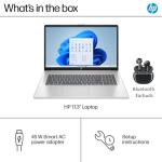 HP 17.3” Business Laptop with Copilot AI | AMD Ryzen 5 6-Core Processor | 64GB RAM | 2TB SSD | AMD Radeon Graphics | Anti-Glare | Wi-Fi 6 | USB-C & HDMI | Bluetooth Earbuds | Windows 11