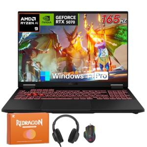 ASUS TUF A16 Gaming Laptop New, AMD Ryzen 9 270, Ryzen AI NPU Up to 16 Tops, Geforce RTX 5070, 16" FHD+ 165Hz, 64GB DDR5 5600MHz, 2TB SSD, WiFi 6E, RGB Backlit KB, Win11 Pro, W/REDRAGON Accessories