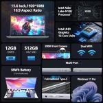 Gezoon 15.6" Ultra-Thin 2K FHD Laptop