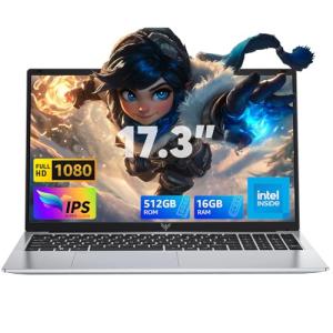 MALLRACE 2024 17.3-Inch FHD Laptop with 16GB RAM