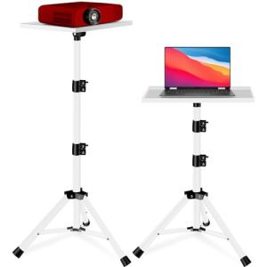 Adjustable Projector Stand with Phone Holder (White)