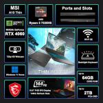 MSI Thin A15 Gaming Laptop - 15.6" FHD, RTX 4060