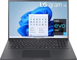 LG gram 16Z90P Laptop 16" IPS Ultra-Lightweight, (2560 x 1600), Intel Evo 11th gen Core i7, 16GB RAM, 256GB SSD, Upgradeable Windows 10 Home, Alexa Built-in, 2X USB-C, HDMI, USB-A - Black