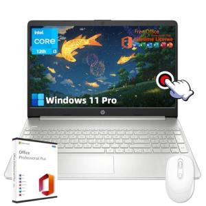 HP Laptop for Business and Student - with Microsoft Office Lifetime License 15.6" HD IPS Touchscreen Intel 6-Core i3-1215U Processor Wi-Fi 8GB RAM 512GB SSD HD Camera Win 11 Pro