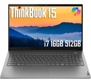 Lenovo ThinkBook 15 Gen 4 Business Laptop (15.6" FHD Anti-Glare, Intel 10-Core i7-1255U, 16GB RAM, 512GB SSD), 1080p Webcam, Fingerprint, Thunderbolt 4, Ethernet, Wi-Fi 6, Win 11 Pro w/Copilot, Grey