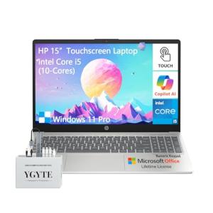 HP 15 Inch Laptop Touchscreen Computer, 15.6" Touch Screen Business Laptop, Windows 11 Pro Lifetime Office | 10-Key Number Pad | 10-core Intel Core i5 • 32GB RAM 1TB SSD
