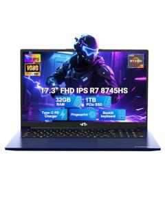 NIMO 17.3" IPS FHD-Gaming-Laptop, AMD Ryzen 7 8745HS 32GB DDR5 RAM 1TB SSD (8C/16T, up to 4.9GHz) Radeon 780M Graphics Business Computer with 100W Type-C Backlit Keyboard, Fingerprint USB-C 4.0