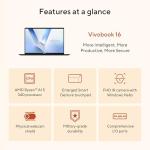 ASUS Vivobook 16 Laptop, Copilot+ PC, 16” WUXGA 60Hz Display, AMD Ryzen AI 5 340 with XDNA NPU, AMD Radeon Graphics, 16GB RAM, 512GB SSD, Quiet Blue, M1607KA-DS54