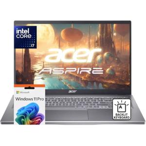 acer Aspire Premium 15.6" FHD Laptop | Intel Core i7-1255U up to 4.7GHz | 32GB RAM - 2TB PCIe SSD | Backlit Keyboard | Wi-Fi 6 | Iris Xe Graphics | Webcam | Sleek & Portable | Windows 11 Pro