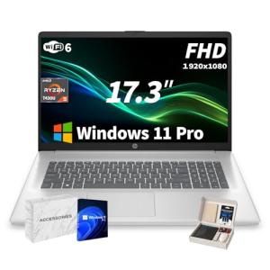 HP 17 Laptop - AMD Ryzen 5 7430U Processor, 17.3inch 250 Nits FHD IPS Display, Webcam, Wifi6, Numeric Pad, Windows 11 Pro Computer PC for Business & Students (64GB RAM 2TB SSD)