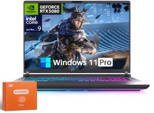 ASUS ROG Strix G18 Gaming Laptop, NVIDIA GeForce RTX5080 16 GB GDDR7, Intel Ultra 9 275HX, 18” ROG 2.5K 240Hz, 64 GB DDR5 RAM 2 TB SSD, Wi-Fi 7, Windows 11 Pro, Microsoft Copilot, w/Accessories
