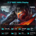 Thunderobot Storm 17 Gaming Laptop, 17.3" FHD 144Hz Display, Core i7-13620H, GeForce RTX 4050, 32GB DDR4 RAM, 1TB SSD, RGB Backlit Keyboard, HDMI, Wi-Fi, Win 11 Home