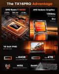 KAIGERR 2025 Gaming Laptop, 16.0inch Laptop Computer with AMD Ryzen 7 5825U(8C/16T, Up to 4.5GHz), 16GB RAM 512GB NVMe SSD Windows 11 Laptop, Radeon RX Vega 8 Graphics,WiFi 6, Backlit KB