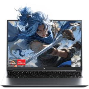 KAIGERR 2025 New AMD Laptop, Laptop with AMD Ryzen 7 6800H (8C/16T, Up to 4.70GHz), 16GB DDR5 512GB NVMe SSD Laptop Computer, Up to 4TB, 16-inch FHD Display, WiFi 6, Backlit KB, Type-C, Dual Fans