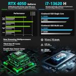 Thunderobot Storm 17 Gaming Laptop, 17.3" FHD 144Hz Display, Core i7-13620H, GeForce RTX 4050, 16GB DDR4 RAM, 512GB SSD, RGB Backlit Keyboard, HDMI, Wi-Fi, Win 11 Home