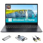 Lenovo IdeaPad 1 15.6" FHD Laptop, AMD Ryzen 3 7320U, 8GB RAM, 2TB SSD, Windows 11, with 5-in-1 Docking Station, HDMI Cable and 256GB Portable SSD, Abyss Blue
