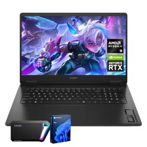 HP OMEN 17.3 RTX 5070 AI Pro Gaming Laptop, 17.3" FHD 144Hz, AMD Ryzen AI 9 365, NVIDIA RTX 5070, 64GB DDR5 RAM, 2TB SSD, RGB Backlit KB, Low Blue Light, Bundle with SL660 512GB Portable SSD