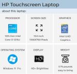 HP Laptop for Business and Student - with Microsoft Office Lifetime License | 15.6" HD IPS Touchscreen | Intel 6-Core i3-1215U Processor | Wi-Fi | 16GB RAM | 1TB SSD | HD Camera | Win 11 Pro