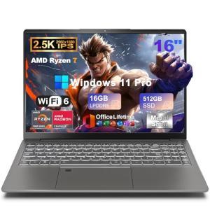 16" Gaming Laptop, Ryzen 7, 16GB RAM, 512GB SSD