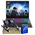 HP Omen MAX 16 RTX 5070 2025 Pro Gaming Laptop, 16" WQXGA(2560*1600) 240Hz, AMD Ryzen AI 9 HX 375(Beats Intel i9), NVIDIA RTX 5070, 64GB DDR5, 4TB SSD, RGB KB, Wi-Fi 7, Bundle with PCO Laptop Cooler