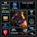 msi Katana 15 HX Gaming Laptop 15.6" QHD 165Hz (100% DCI-P3) Intel 16-core i7-14650HX (Beats i9-12900H) 64GB RAM 1TB SSD GeForce RTX 5070 DLSS4 (Up to 798 AI Tops) RGB Backlit USB-C Win11Pro ICP Hub