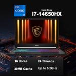 msi Katana 15 HX Gaming Laptop 15.6" QHD 165Hz (100% DCI-P3) Intel 16-core i7-14650HX (Beats i9-12900H) 64GB RAM 1TB SSD GeForce RTX 5070 DLSS4 (Up to 798 AI Tops) RGB Backlit USB-C Win11Pro ICP Hub