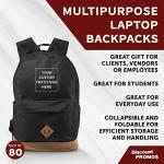 DISCOUNT PROMOS Custom Multipurpose Laptop Backpacks Set of 80, Personalized Bulk Pack - Lots of Features for Everyday Use, Perfect for Employess, Businessman - Black